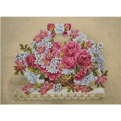 Праздничная корзина розы- гобеленовая картина