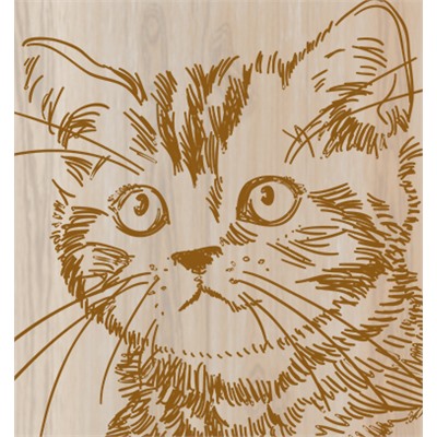 Фанера с рисунком для выжигания по дереву «Котик» (2 штуки)