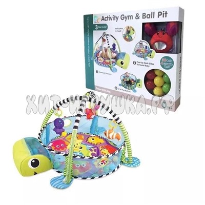 Игровой коврик детский развивающий с погремушками - манеж детский игровой - сухой бассейн / игровой коврик - манеж для малышей ЧЕРЕПАШКА 668-31, 668-31