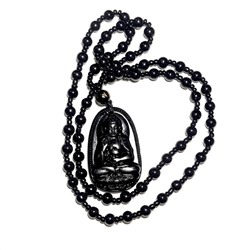 Бусы-четки для медитации с подвеской БУДДА (цвет черный, кулон 45 х 28 мм., длина 32 см.), 1 шт.