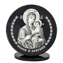Икона из обсидиана "Богородица" круг д.85мм