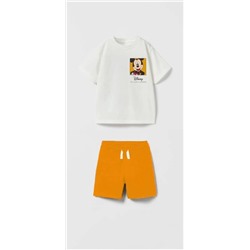 ZARA Комплект Микки Футболка+оранжевые шорты