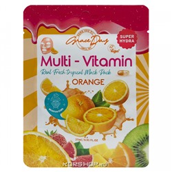 Тканевая маска для лица с экстрактом апельсина Multy-Vitamin Grace Day, Корея, 27 мл Акция