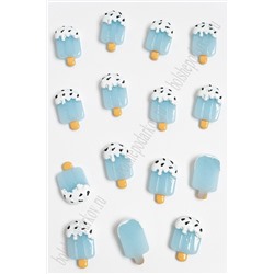 Кабошон "Мороженое на палочке, посыпка" (20 шт) SF-3106, голубой
