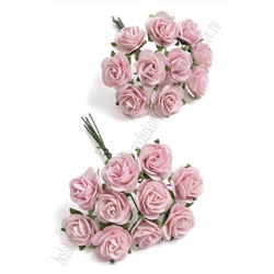 Тайские бумажные цветочки 2 см на веточке "Розочка" (20 шт) R3/2, светло-розовый
