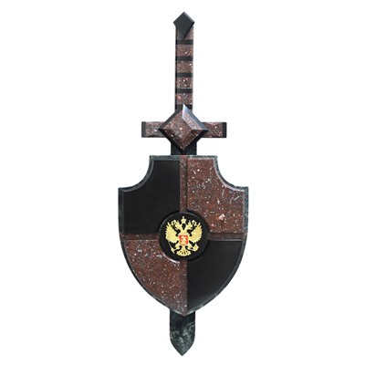 Щит и меч настенный из камня змеевик и креноид 670*245*60мм