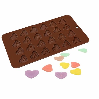 Форма силиконовая для шоколада «Ажурные сердечки», 24 ячейки