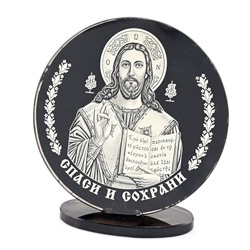 Икона из обсидиана "Иисус Христос" круг д.85мм