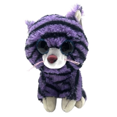 Котенок со стеклянными глазами фиолетовый с полосками 18см ML456