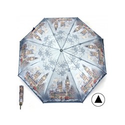 Зонт женский ТриСлона-882/L 3882 D,  R=55см,  полуавт;  8спиц,  3слож,  сатин,  серый/мультиколор  (Лондон)  235297