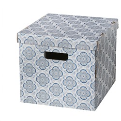 СМЕКА, Коробка с крышкой, серый, цветок, 33x38x30 см