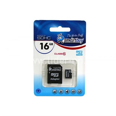 Карта памяти MicroSD 16GB SmartBuy К10 UHS-I (с адаптером)