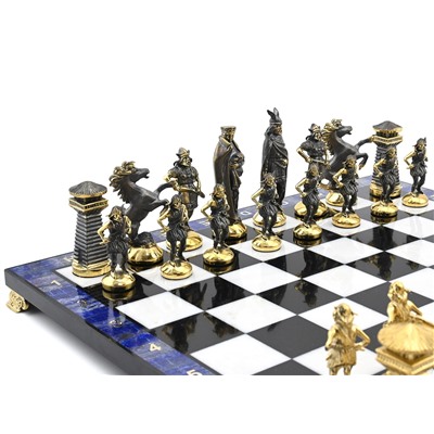 Шахматы подарочные с лазуритом "Викинги" 375*375мм