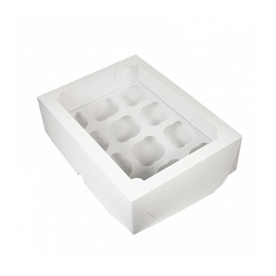 Коробка для 12 капкейков, NEW белая с окном