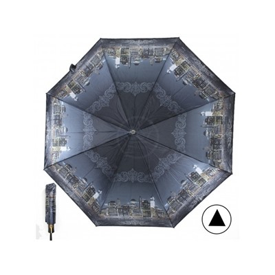 Зонт женский ТриСлона-882/L 3882 D,  R=55см,  полуавт;  8спиц,  3слож,  сатин,  серый  (город)  234818