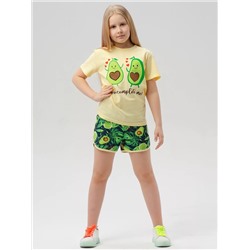 Пижама Футболка+шорты Love Avocado lime / Светло -желтая