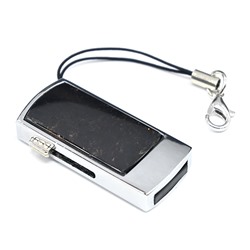 Сувенирная флеш карта USB на 32GB с астрофиллитом, серебристая