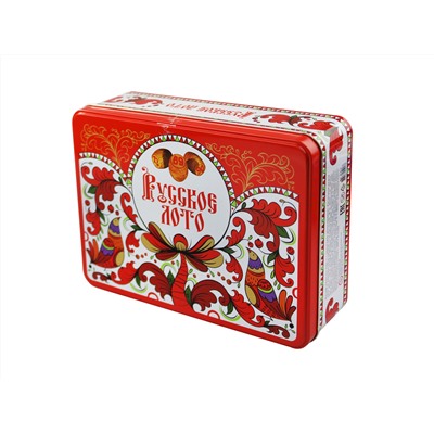 Русское лото в жестяной коробке «Узоры» с деревянными бочонками