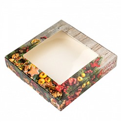 Коробка для печенья "Новогодний аромат" с окном, 16*16*3 см