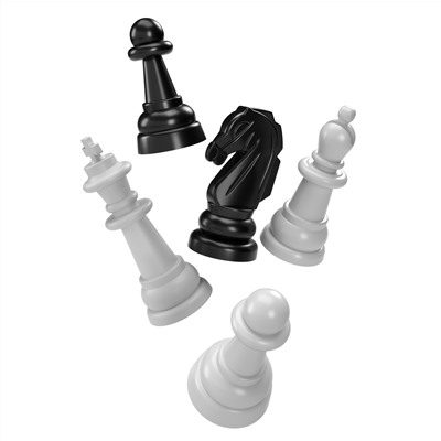 Шашки-шахматы в серой пластиковой коробке (малые)