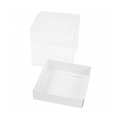 Коробка белая с прозрачной крышкой 10*10*10 см