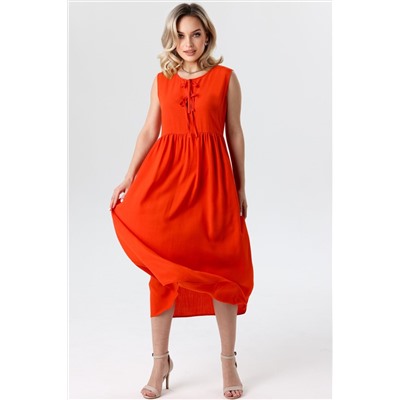 Платье длинное без рукавов оранжевого цвета