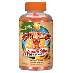 Мультивитамины с тропическим вкусом Sana-sol Vitanallet Hawaiji mix monivitamiini (манго и папайя) 120 шт