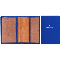 Обложка для паспорта "Journey" иск. кожа софт-тач, синий, тиснение фольгой 311109