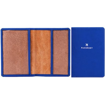 Обложка для паспорта "Journey" иск. кожа софт-тач, синий, тиснение фольгой 311109