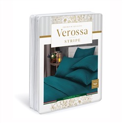 Комплект постельного белья Страйп-сатин Verossa темно-бирюзовый КПБ-НС-10