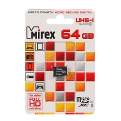 Карта памяти MicroSD 64GB MIREX К10