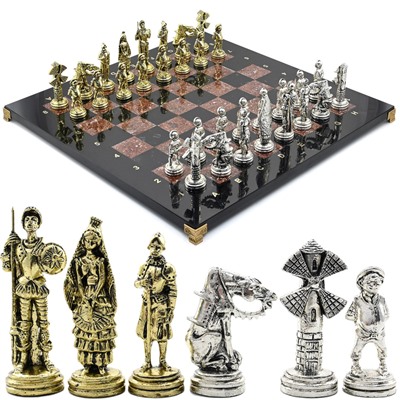 Шахматы подарочные с металлическими фигурами "Дон Кихот", 450*450мм