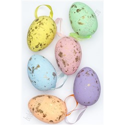 Пасхальный декор "Яйца с лентой" 5*7 см (6 шт) SF-5039, разноцветный