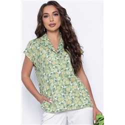 Блуза зелёная с принтом
