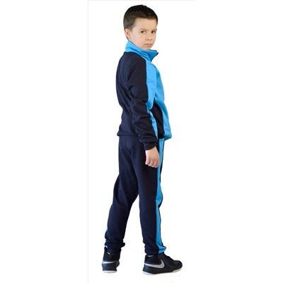 Костюм детский трикотажный "ТИгР" т.синий с голубым (куртка + брюки 100%х/б)