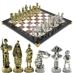 Шахматы подарочные с металлическими фигурами "Дон Кихот", 400*400мм