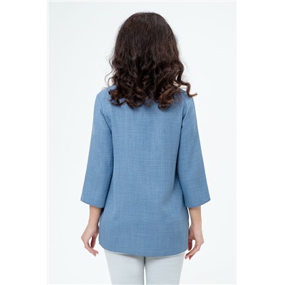 Блузка синяя с рукавами три четверти
