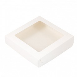 Коробка для печенья 15*15*3 см, Белая с окном