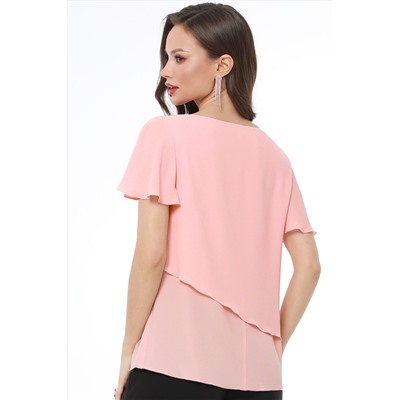 Блузка двойная персикового цвета с короткими рукавами