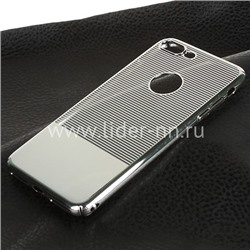 Задняя панель для iPhone7 Plus/8 Plus Пластик/вырез под логотип В ПОЛОСКУ (серебро)