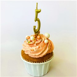 Свеча для торта мини, цифра 5 (золото, 4,5 см)