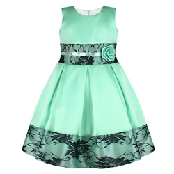 Ментовое нарядное платье для девочки с гипюром 83328-ДН19