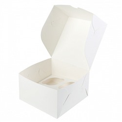 Коробка для 4 капкейков, белая без окна