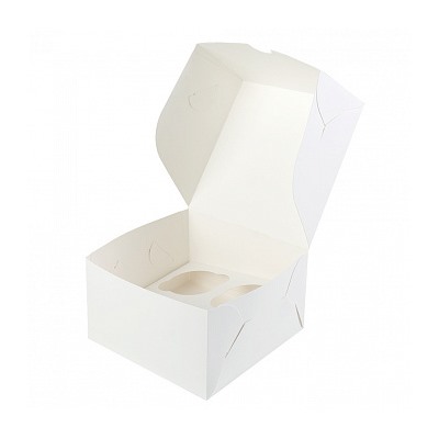 Коробка для 4 капкейков, белая без окна