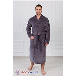 Мужской велюровый халат с шалькой серый ВМ-03 (11)