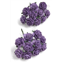 Тайские бумажные цветочки 2 см на веточке "Розочка" (20 шт) R3/185, фиолетовый