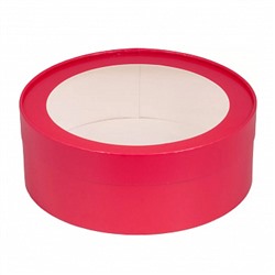 Коробка для зефира круглая с окном 20*7 см, красная