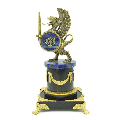 Статуэтка из бронзы на лазурите "Герб Рода Романовых" 135*135*245мм.