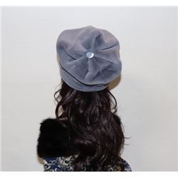 Женская шапка "Линет" экомех, цвет голубой