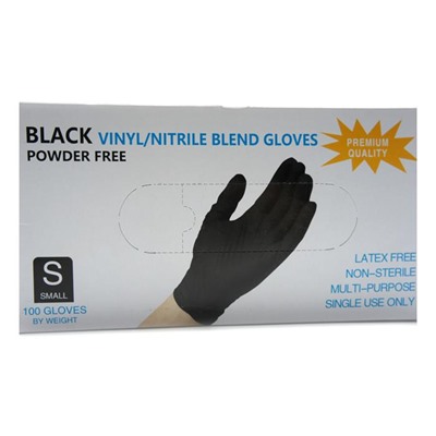 Перчатки  Винил-нитриловые  неопудренные  S (мин.50пар) Черные
